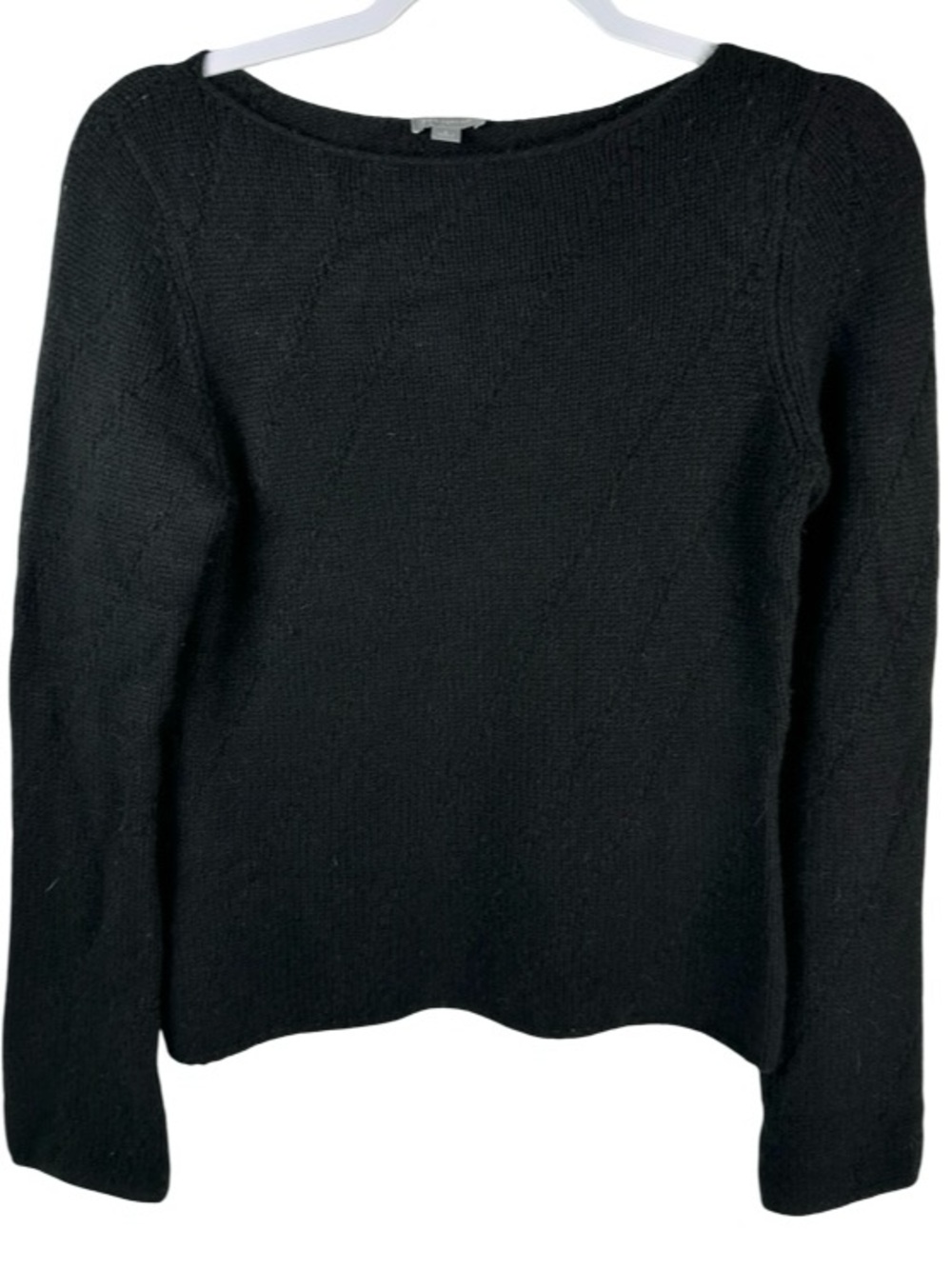 Ann Taylor Black 100% Cashmere Wide Neck Knit Long Sleeve Women’s Sweater Small